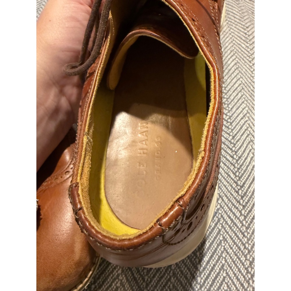 Cole‎ Haan Grand.OS Mens 11.5 M British Tan Leather Wingtip Oxfords C22793 - Picture 6 of 8